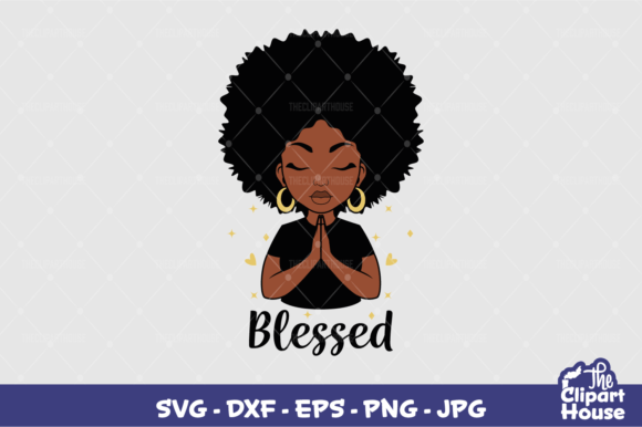 Blessed Praying Afro Woman Design for Cutting Machines