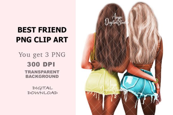 Elevating Digital Branding with Best Friend Clip Art and Fashion Girl PNG Assets