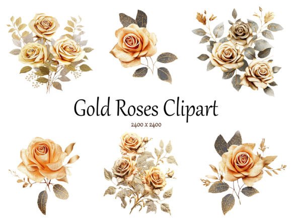 Gold Roses Flowers Clipart: Elevating Your Creative Projects with AI-Generated Elegance