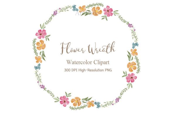 Spring Watercolor Flower Wreath PNG
